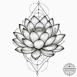 Lotus, concept art for tattoo, dotwork tattoo... - эскиз тату (№1753465075_0, 25.07.2025 17:37) — tattoo-photo.ru