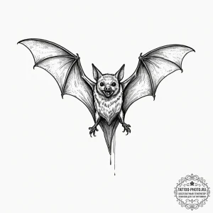 A linework tattoo of a vampire bat in flight,... - эскиз тату (№1753465459_0, 25.07.2025 17:44) — tattoo-photo.ru