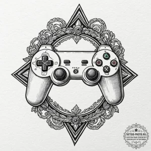 Tattoo sketch a classic game controller split... - эскиз тату (№1753465852_0, 25.07.2025 17:50) — tattoo-photo.ru