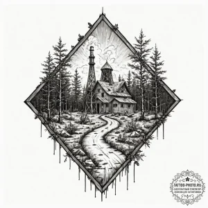 The eerie, abandoned chernobyl exclusion zone... - эскиз тату (№1753466244_0, 25.07.2025 17:57) — tattoo-photo.ru