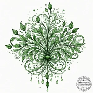 A watercolor sketch of the green code rain fo... - эскиз тату (№1753466834_0, 25.07.2025 18:07) — tattoo-photo.ru