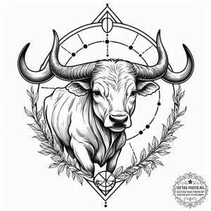 Taurus (zodiac sign), tattoo sketch design, o... - эскиз тату (№1753469465_0, 25.07.2025 18:51) — tattoo-photo.ru