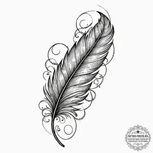 A single raven feather, ink illustration for... - эскиз тату (№1753470491_0, 25.07.2025 19:08) — tattoo-photo.ru