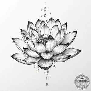 Tattoo sketch a lotus flower with a single, p... - эскиз тату (№1753470696_0, 25.07.2025 19:11) — tattoo-photo.ru
