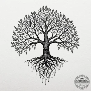Tattoo sketch a tree of life, stylized with g... - эскиз тату (№1753471505_0, 25.07.2025 19:25) — tattoo-photo.ru