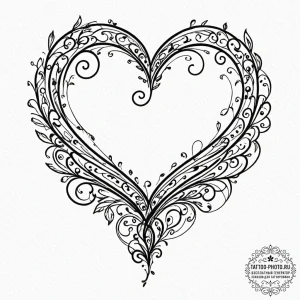 Tattoo design a music note forming a heart.,... - эскиз тату (№1753471704_0, 25.07.2025 19:28) — tattoo-photo.ru