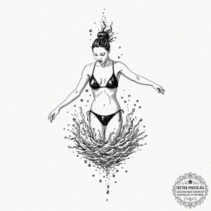 Tattoo design a powerful swimmer's silhouette... - эскиз тату (№1753471911_0, 25.07.2025 19:31) — tattoo-photo.ru