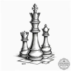 Tattoo sketch a victorious chess piece standi... - эскиз тату (№1753472534_0, 25.07.2025 19:42) — tattoo-photo.ru