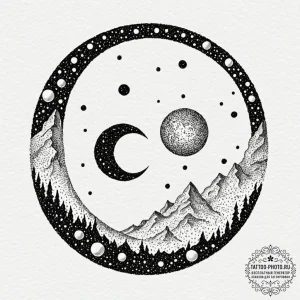 Tattoo sketch a celestial event that doesn't... - эскиз тату (№1753473722_0, 25.07.2025 20:02) — tattoo-photo.ru
