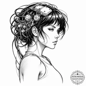 140. (ghost in the shell) a sketch of major m... - эскиз тату (№1753475134_0, 25.07.2025 20:25) — tattoo-photo.ru