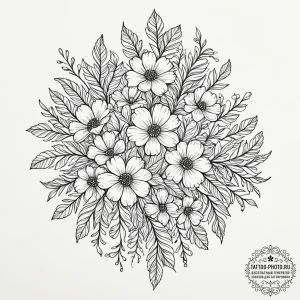 Tattoo sketch a cluster of birth flowers for... - эскиз тату (№1753476548_0, 25.07.2025 20:49) — tattoo-photo.ru