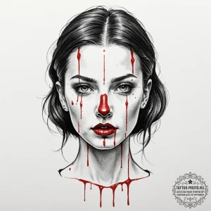 A neo-traditional tattoo of eleven with a blo... - эскиз тату (№1753476745_0, 25.07.2025 20:52) — tattoo-photo.ru
