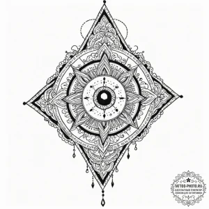 Talisman, ink illustration for tattoo, blackw... - эскиз тату (№1753477140_0, 25.07.2025 20:59) — tattoo-photo.ru