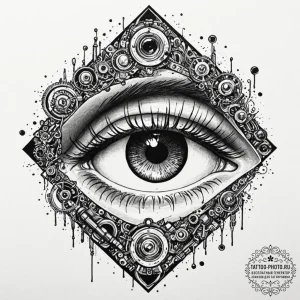 A dotwork tattoo design of the voight-kampff... - эскиз тату (№1753477530_0, 25.07.2025 21:05) — tattoo-photo.ru