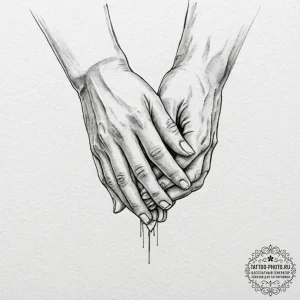 Tattoo sketch a pair of hands clasped firmly,... - эскиз тату (№1753478496_0, 25.07.2025 21:21) — tattoo-photo.ru