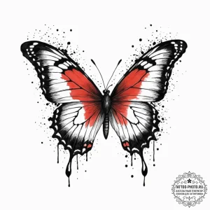 Tattoo sketch a butterfly with tattered, torn... - эскиз тату (№1753478690_0, 25.07.2025 21:24) — tattoo-photo.ru