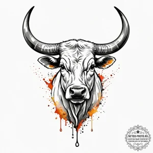 Tattoo design a taurus bull with a delicate b... - эскиз тату (№1753480297_0, 25.07.2025 21:51) — tattoo-photo.ru