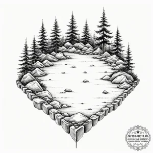 A serene japanese zen garden with raked sand... - эскиз тату (№1753480505_0, 25.07.2025 21:55) — tattoo-photo.ru