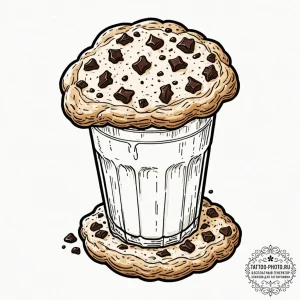 A warm, gooey chocolate chip cookie, freshly... - эскиз тату (№1753480915_0, 25.07.2025 22:01) — tattoo-photo.ru