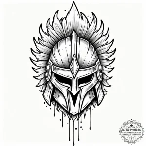 Tattoo sketch a warrior's helmet with a singl... - эскиз тату (№1753484154_0, 25.07.2025 22:55) — tattoo-photo.ru