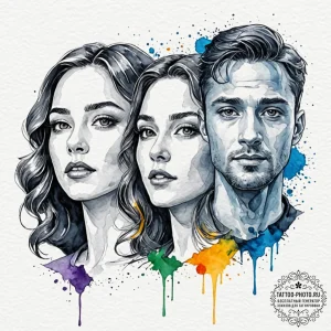 A graphic novel portrait of the main characte... - эскиз тату (№1753485679_0, 25.07.2025 23:21) — tattoo-photo.ru