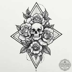 Tattoo sketch a geometric crystal, with a rea... - эскиз тату (№1753485870_0, 25.07.2025 23:24) — tattoo-photo.ru