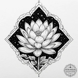 Tattoo sketch a lotus flower with roots that... - эскиз тату (№1753486257_0, 25.07.2025 23:30) — tattoo-photo.ru