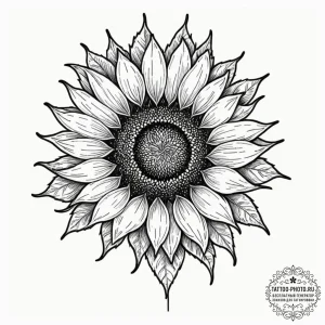 Sunflower, artistic tattoo sketch, on a clean... - эскиз тату (№1753486449_0, 25.07.2025 23:34) — tattoo-photo.ru