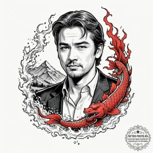 A graphic novel style portrait of cliff booth... - эскиз тату (№1753486643_0, 25.07.2025 23:37) — tattoo-photo.ru