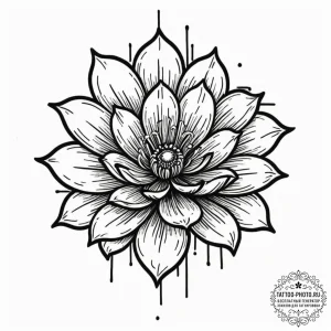 Tattoo design a flower blooming through a see... - эскиз тату (№1753488199_0, 26.07.2025 00:03) — tattoo-photo.ru