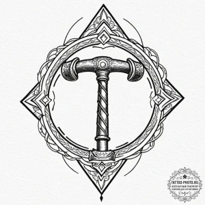 Tattoo sketch: a stylized anvil and hammer fo... - эскиз тату (№1753488393_0, 26.07.2025 00:06) — tattoo-photo.ru