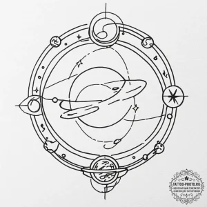 Tattoo design the ruling planet's symbol inte... - эскиз тату (№1753490761_0, 26.07.2025 00:46) — tattoo-photo.ru