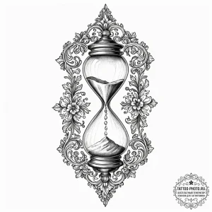 Tattoo sketch a classic hourglass where sand... - эскиз тату (№1753491774_0, 26.07.2025 01:02) — tattoo-photo.ru