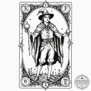 Tarot card (e.g., the fool, the magician, dea... - эскиз тату (№1753492776_0, 26.07.2025 01:19) — tattoo-photo.ru