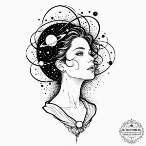 Tattoo sketch a person's silhouette with thei... - эскиз тату (№1753493588_0, 26.07.2025 01:33) — tattoo-photo.ru