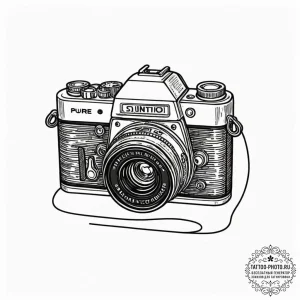 Vintage camera, tattoo line art, clean lines,... - эскиз тату (№1753495174_0, 26.07.2025 01:59) — tattoo-photo.ru