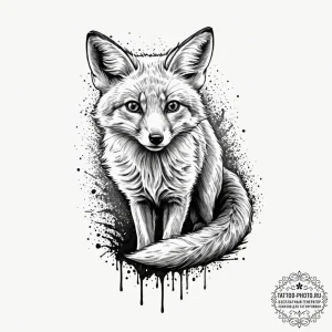Tattoo sketch a mischievous fox's tail peekin... - эскиз тату (№1753495566_0, 26.07.2025 02:06) — tattoo-photo.ru