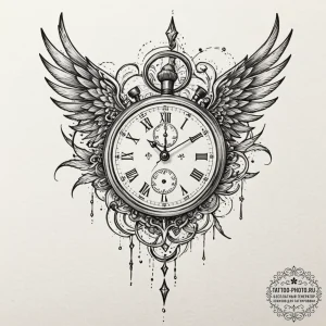 Tattoo design a "speedrun" stopwatch with win... - эскиз тату (№1753495770_0, 26.07.2025 02:09) — tattoo-photo.ru