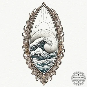 Tattoo sketch a stylized surfboard on one, a... - эскиз тату (№1753496969_0, 26.07.2025 02:29) — tattoo-photo.ru