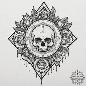 A linework tattoo of a grimoire (spellbook) w... - эскиз тату (№1753497987_0, 26.07.2025 02:46) — tattoo-photo.ru