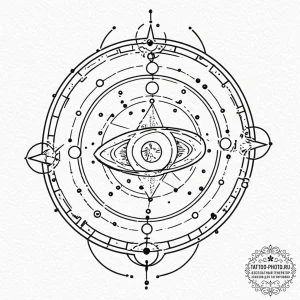 Astrolabe, ink illustration for tattoo, on a... - эскиз тату (№1753498182_0, 26.07.2025 02:49) — tattoo-photo.ru