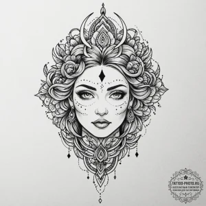 Tattoo design a dramatic blackwork design wit... - эскиз тату (№1753499172_0, 26.07.2025 03:06) — tattoo-photo.ru