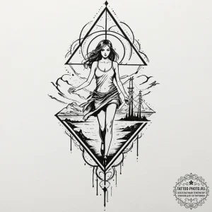 Tattoo sketch a lone figure standing at the c... - эскиз тату (№1753500976_0, 26.07.2025 03:36) — tattoo-photo.ru