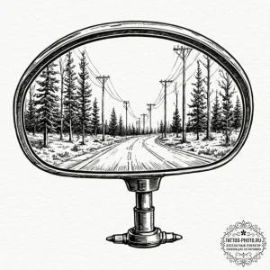 Tattoo sketch a car's rearview mirror, but in... - эскиз тату (№1753501365_0, 26.07.2025 03:42) — tattoo-photo.ru