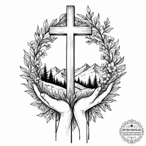 Tattoo sketch: a scene of spring awakening, w... - эскиз тату (№1753503115_0, 26.07.2025 04:11) — tattoo-photo.ru