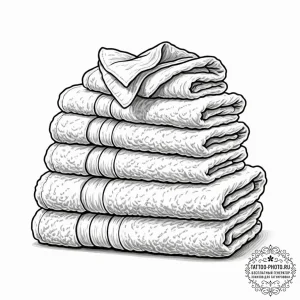 A close-up of a stack of freshly laundered, f... - эскиз тату (№1753504129_0, 26.07.2025 04:28) — tattoo-photo.ru