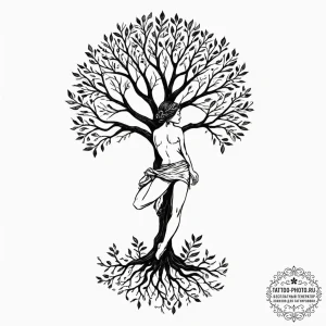 Tattoo design a human figure becoming one wit... - эскиз тату (№1753506478_0, 26.07.2025 05:07) — tattoo-photo.ru