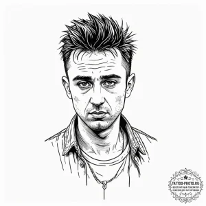 A trash polka portrait of travis bickle from... - эскиз тату (№1753506667_0, 26.07.2025 05:11) — tattoo-photo.ru