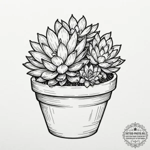 Tattoo design a series of small, potted succu... - эскиз тату (№1753507059_0, 26.07.2025 05:17) — tattoo-photo.ru