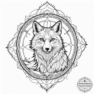 Tattoo sketch a flowing fox silhouette, grace... - эскиз тату (№1753507660_0, 26.07.2025 05:27) — tattoo-photo.ru